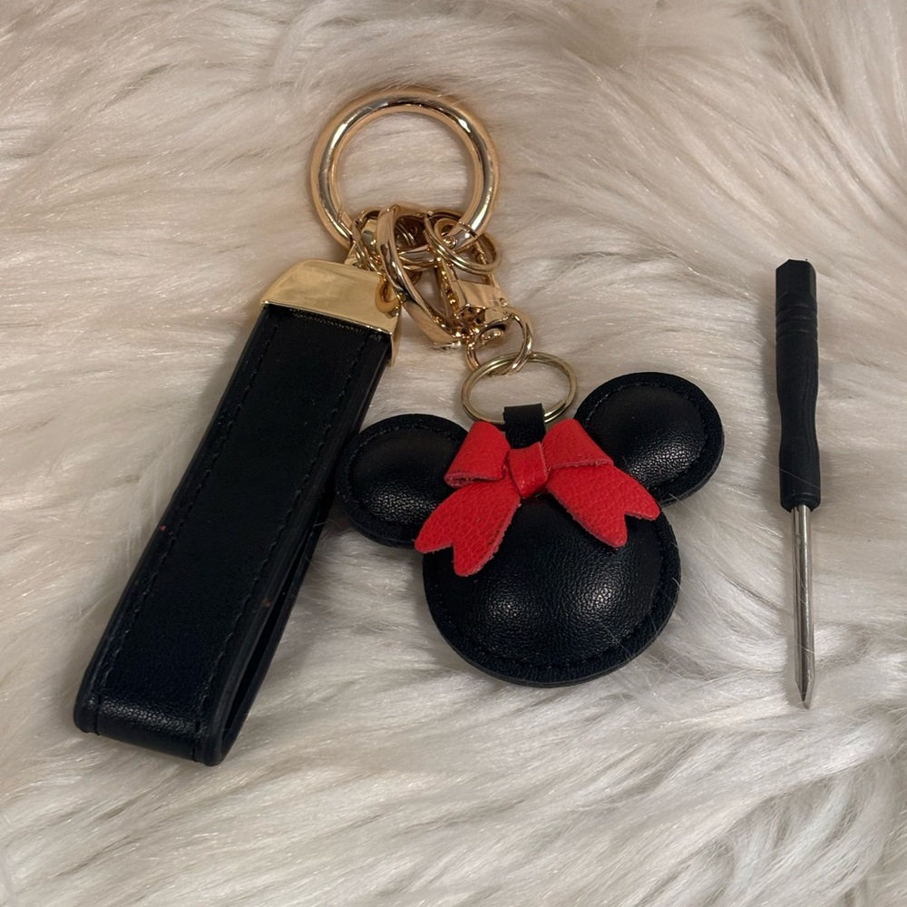 Black and Red Mouse Keychain with Gold Accents and Tool included NIP